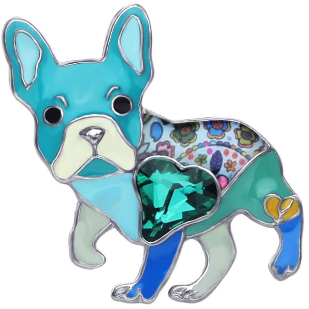 Enamel French Bulldog Brooch